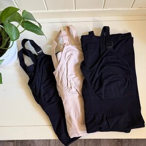 Set of 3: Black (2) and Beige (1) Nursing Tops